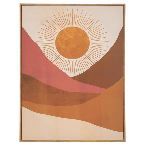 Toile imprimé encadrée "Soleil", bois, 58x78cm Multicolore 3S. x Home Meuble & Déco