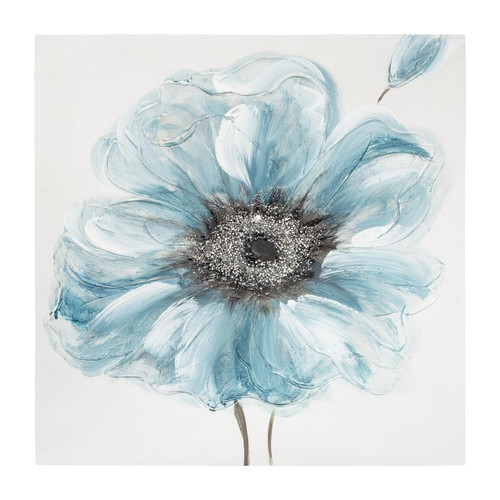 Toile Peinture Fleurs bleu 48 x 48 cm  3S. x Home Meuble & Déco