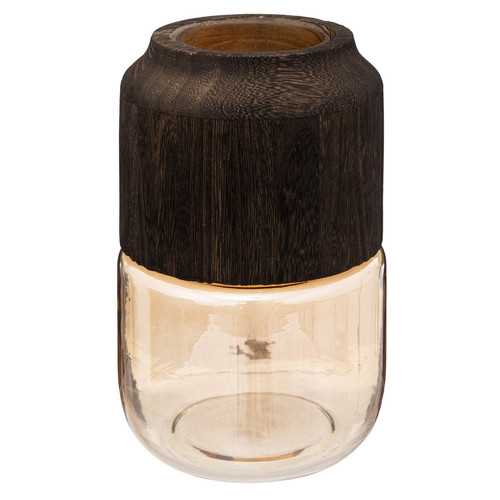 3S. x Home - Vase Subli H25 ambre en verre bois - Décoration lumineuse
