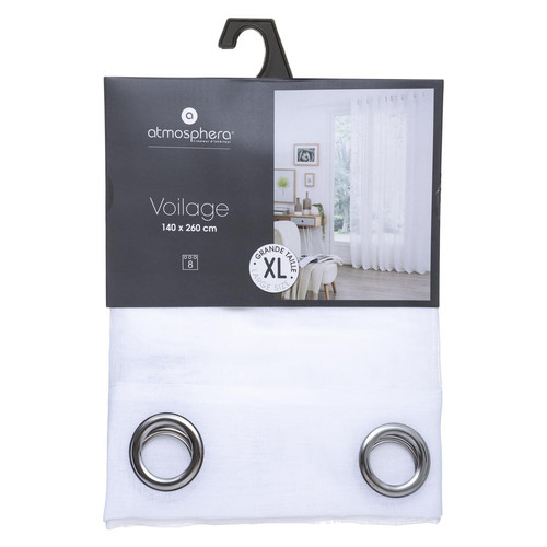 3S. x Home - Voilage Étamine Blanc 140 x 260 - Rideaux Et Voilages Design