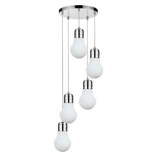 Britop Lighting - Ampoule pendante 5xE27 Max.60W Chrome/Transparent/Blanc - Suspension Design