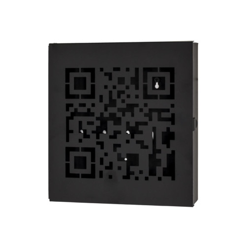 Boîte à clés avec 10 crochets à code QR découpé abstrait en Métal laqué Noir Noir 3S. x Home Meuble & Déco