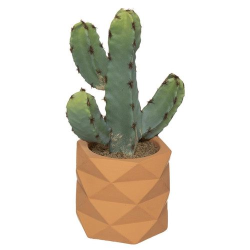 3S. x Home - Cactus Pot Céramique Effet Terra H 24 - Plante artificielle