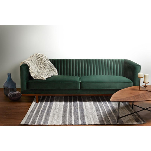 3S. x Home - Canapé 2 places en velours vert sapin - Canapé Droit Design