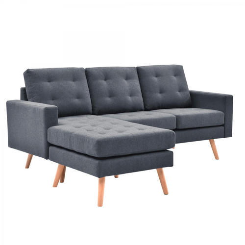 3S. x Home - Canapé D’Angle NACKA Tissu Gris - Sélection meuble & déco Scandinave