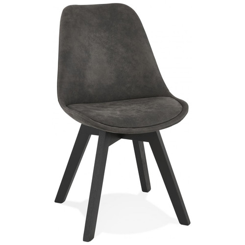 3S. x Home - Chaise Gris Pieds Noir SOME - Chaise Et Tabouret Et Banc Design