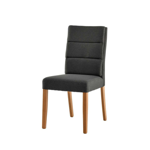 3S. x Home - Chaise en bois NAOMIE Anthracite - Pieds Hêtre Naturel - Soldes chaises, tabourets, bancs