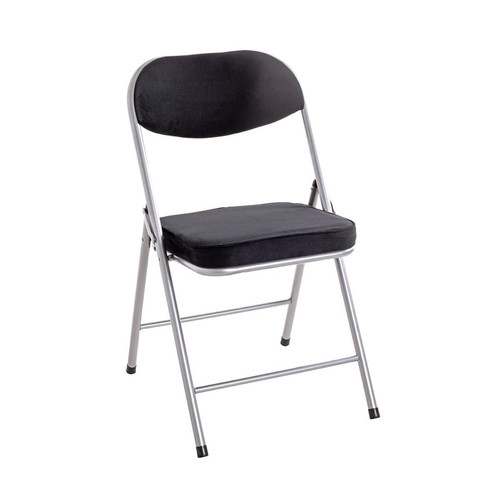 3S. x Home - Chaise pliante métal et revetement tissu velours noir - Chaise Et Tabouret Et Banc Design