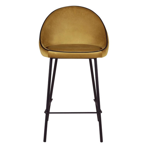 3S. x Home - Chaise de bar velours ocre - Nouveautés Meuble Et Déco Design