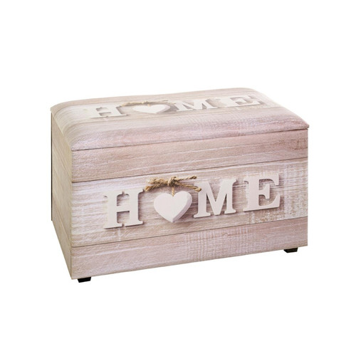 3S. x Home - Coffre de rangement simili cuir imprimé du motif "Home" - Panier Et Boîte Design