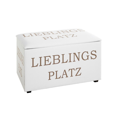Coffre de rangement cuir imprimé motif "Lieblingsplatz" Blanc 3S. x Home Meuble & Déco