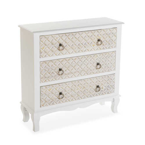3S. x Home - Commode Blanche 3 étages MALOE - Commode