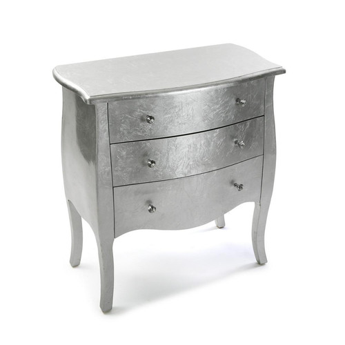 3S. x Home - Commode CAGLIARI Argentée 3 Tiroirs - Soldes Commode