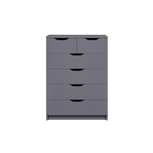 3S. x Home - Commode SILENZIA 2 petits et 4 grands tiroirs gris graphite - Commodes et chiffonniers gris