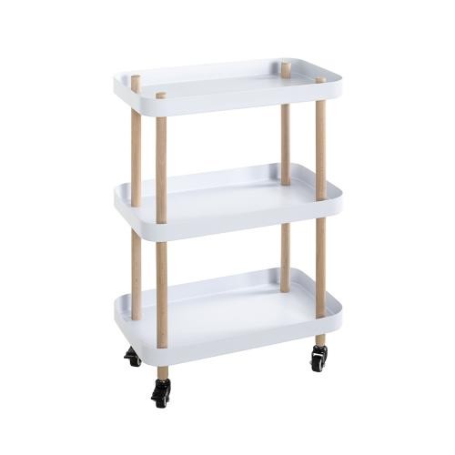 3S. x Home - Desserte trois niveaux en bois avec étagères en métal laqué blanc - Accessoires et meubles de cuisine Design