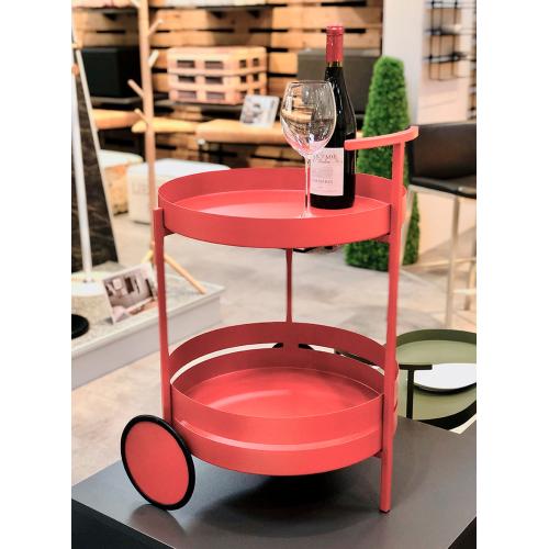 3S. x Home - Desserte ronde double plateau rouge laqué - Meuble Et Déco Design