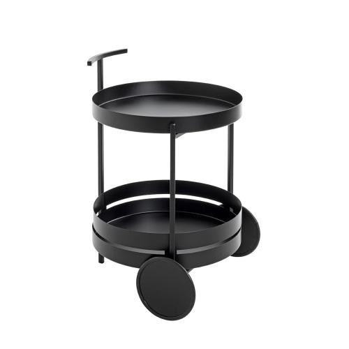 3S. x Home - Desserte ronde double plateau noir mat - Accessoires et meubles de cuisine Design