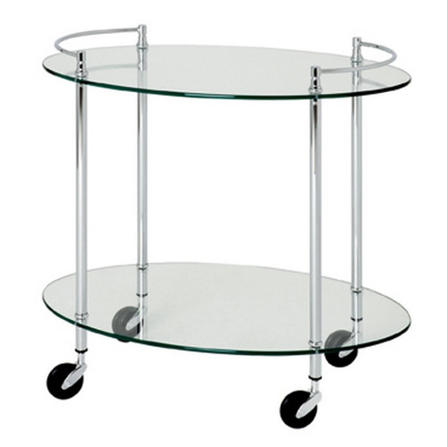 3S. x Home - Desserte sur roulette ovale avec double plateau verre trempé - Accessoires et meubles de cuisine Design
