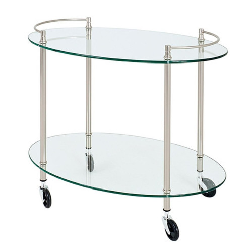3S. x Home - Desserte sur roulette ovale avec plateau verre transparent - Accessoires et meubles de cuisine Design