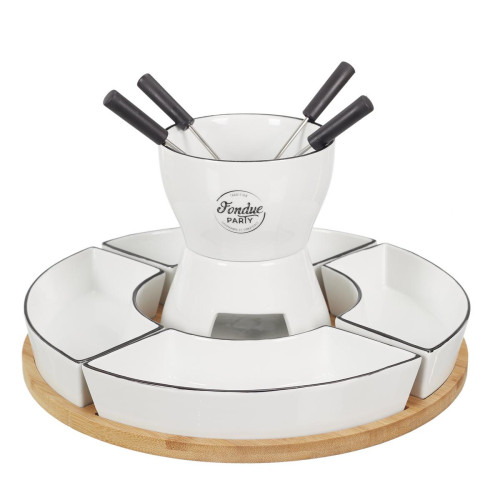 3S. x Home - Fondue Coffret Support Bambou Coupelle - Cocooning