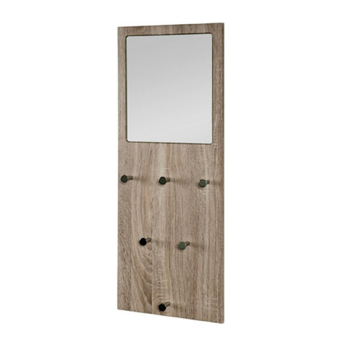 3S. x Home - Garderobe murale décor bois miroir integré et 6 crochets  - 3S. x Home meuble & déco