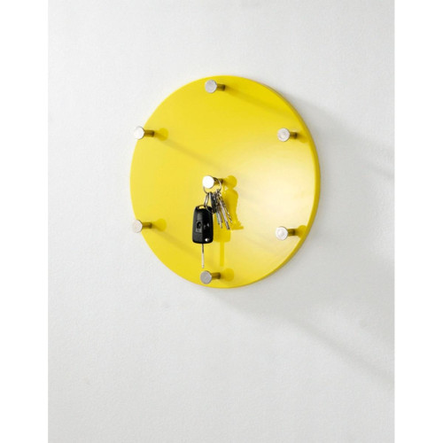 3S. x Home - Garderobe murale ronde jaune 7 crochets acier chromé - Nouveautés Meuble Et Déco Design