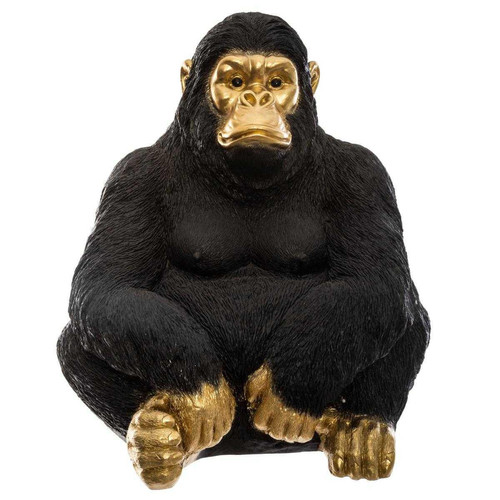 3S. x Home - Gorille Noir Doré 50 cm - Statue Et Figurine Design
