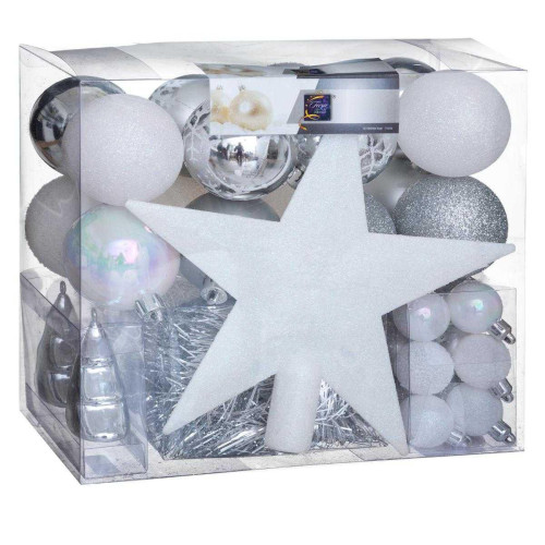 3S. x Home - Kit Boules de Noël 44 Pièces Gris Blanc - Statue Et Figurine Design