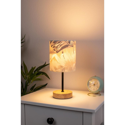Britop Lighting - Lampe de table Lobos 1xE27 Max.25W Chêne huilé/Noir/Gris/Bleu - Lampe Design