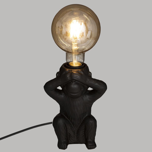 3S. x Home - Lampe Socle Céramique Singe Noir H 17 - Lampe Design à poser