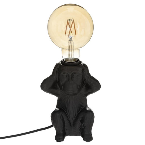 3S. x Home - Lampe Socle Céramique Singe Noir H 17 - La Déco Design