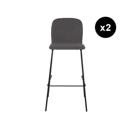 3S. x Home - Lot de 2 chaises de bar gris anthracite - Chaise Design