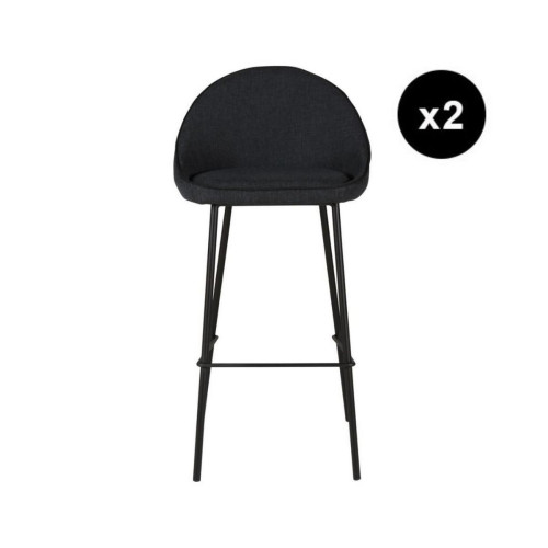 3S. x Home - Lot de 2 chaises de bar tissu gris foncé - Chaise Et Tabouret Et Banc Design