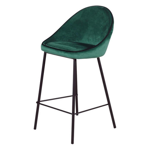 3S. x Home - Chaise de bar velours vert canard - Chaise Design