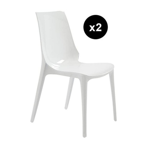 3S. x Home - Lot De 2 Chaises Design Blanc Victory - Chaise Et Tabouret Et Banc Design