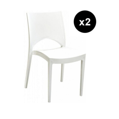 3S. x Home - Lot De 2 Chaises Design Blanche Venise - Collection Contemporaine Meuble Deco Design