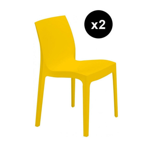 3S. x Home - Lot De 2 Chaises Design Jaune Istanbul - Chaise Et Tabouret Et Banc Design