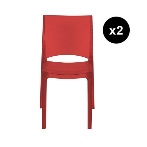 3S. x Home - Lot De 2 Chaises Design Transp Rouge Fume Nilo - Chaise Et Tabouret Et Banc Design