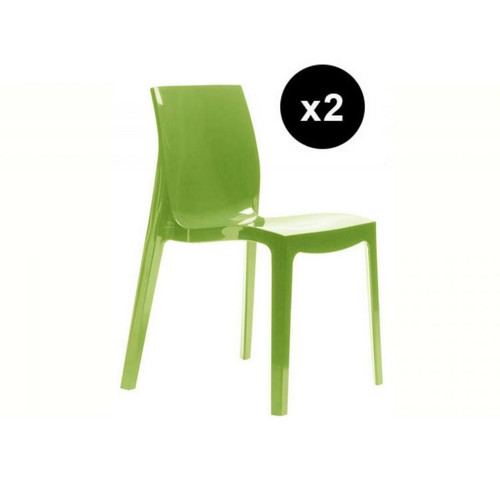 3S. x Home - Lot De 2 Chaises Design Vert Laque' Victory - La Salle A Manger Design