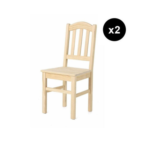 3S. x Home - Lot de 2 chaises en Bois naturel Clair - Chaise Et Tabouret Et Banc Design