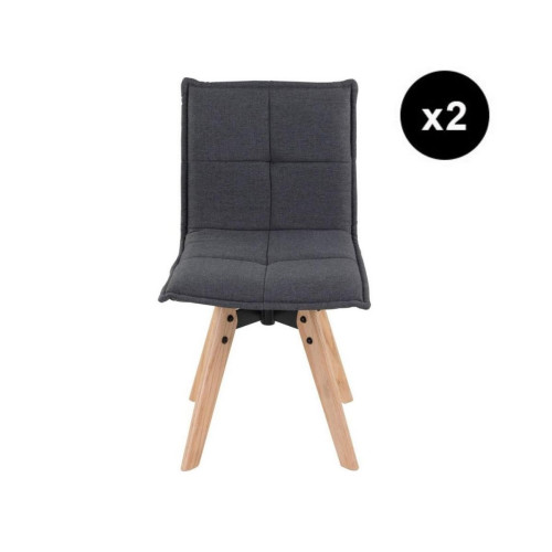 3S. x Home - Lot de 2 chaises en tissu gris foncé - Chaise Design