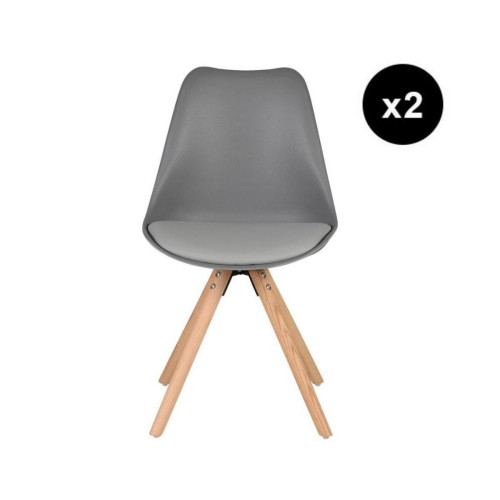 3S. x Home - Lot de 2 chaises grises - Chaise Design
