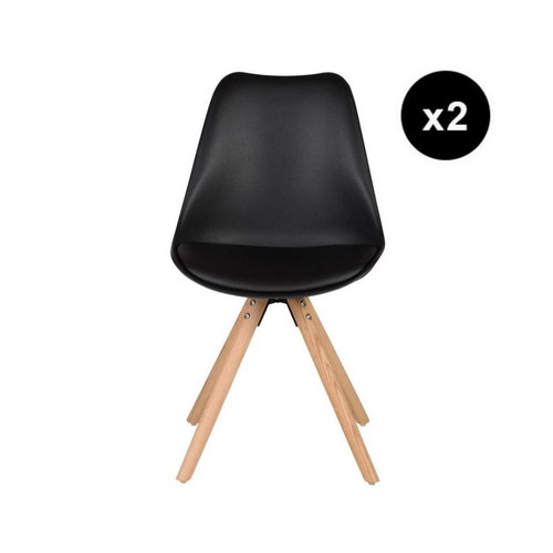 3S. x Home - Lot de 2 chaises noires - Chaise Design