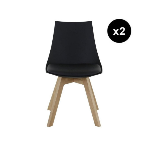 3S. x Home - Lot de 2 chaises scandinaves noires - Chaise Design