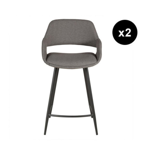 3S. x Home - Lot de 2 chaises pour plan de travail tissu chevron gris - La Salle A Manger Design