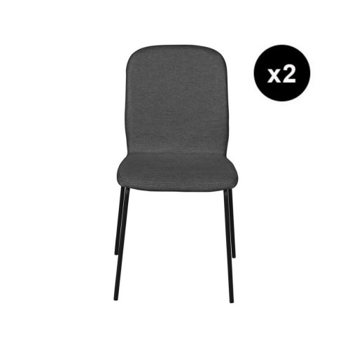 3S. x Home - Lot de 2 chaises repas gris anthracite en tissu - Chaise Design