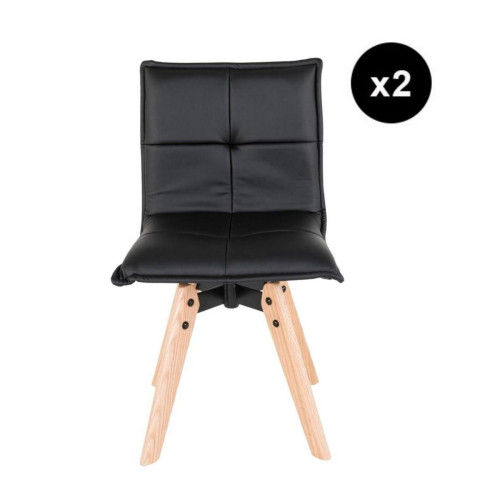 3S. x Home - Lot de 2 chaises Scandinaves Capitonnées Noires DAHOLA - Chaise Design