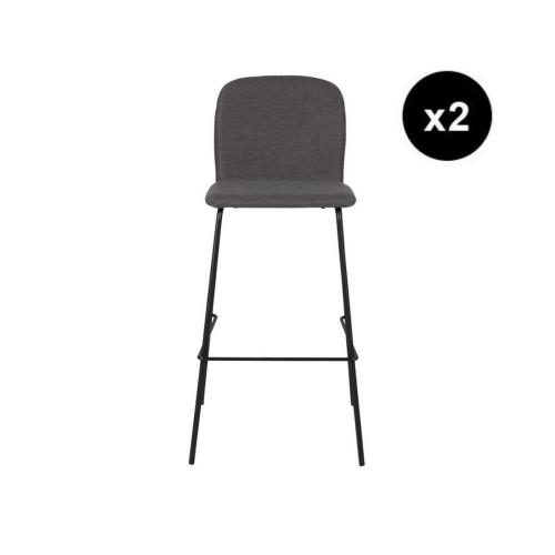 3S. x Home - Lot de 2 tabourets gris anthracite SENSE - Chaise Design