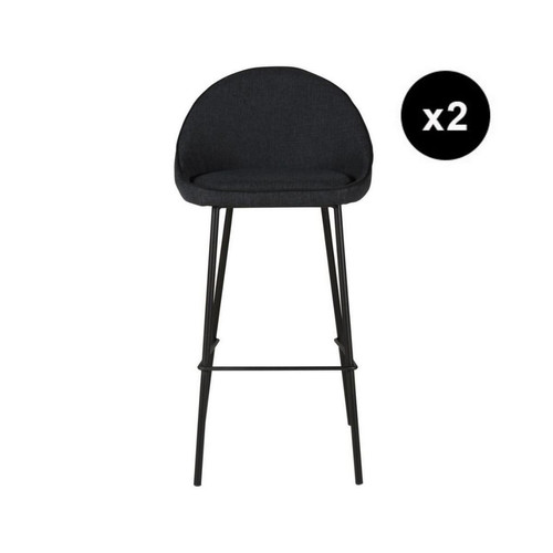 3S. x Home - Lot de 2 chaises snack en velours gris foncé - Chaise Design