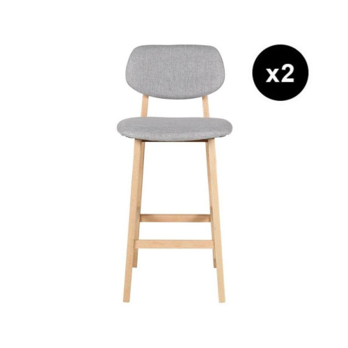3S. x Home - Lot de 2 chaises snack en tissu gris - Chaise Design